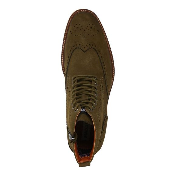 MADDEN Mens Olive Green Brogue Front Heel Remppr Wingtip Boots Shoes 7 M - Picture 3 of 4